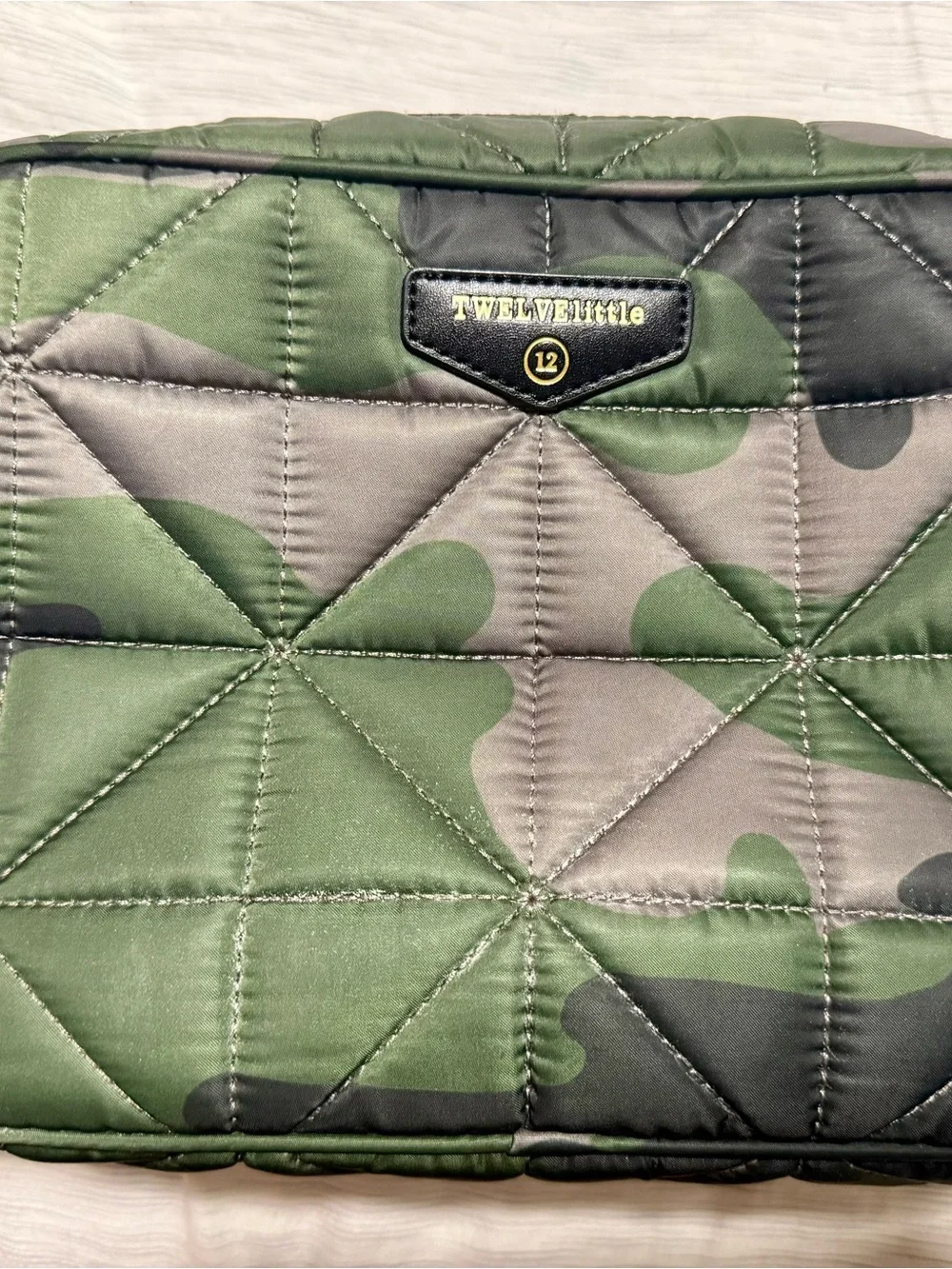 TwelveLittle Green Camo Quilted Baby Bag